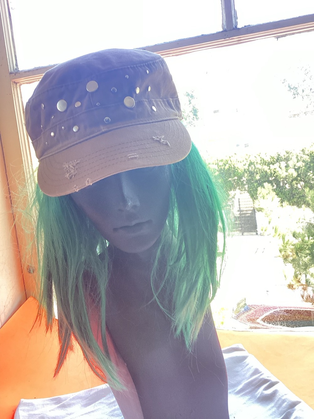 Handmade brown studded cadet cap